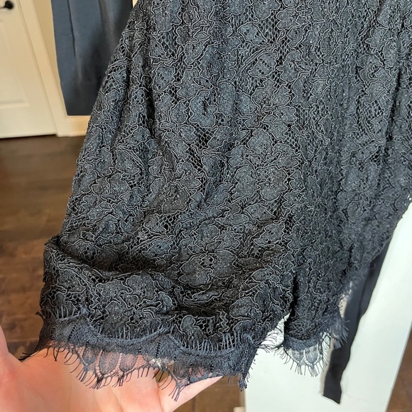 Diane Von Furstenberg DVF Black Tillie Lace Short Romper V Neck Tie Waist 4 - Picture 3 of 15